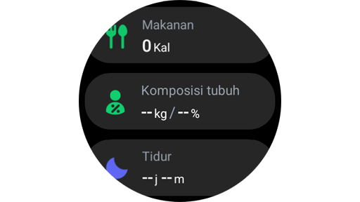 Opsi komposisi tubuh Galaxy Watch.