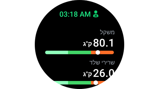 תוצאות מדידת הרכב הגוף ב-Galaxy Watch.