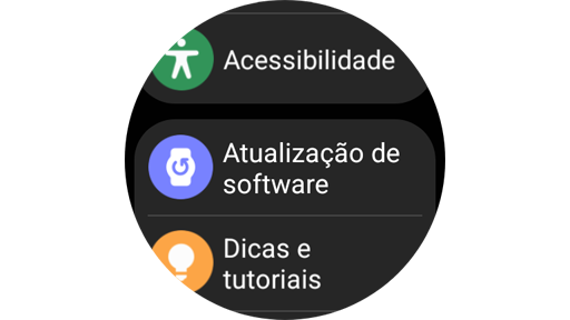 Ecrã de atualização de software no Galaxy Watch