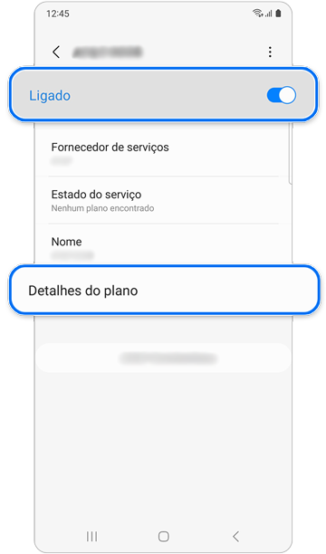 Ecrã de verificação do plano móvel.