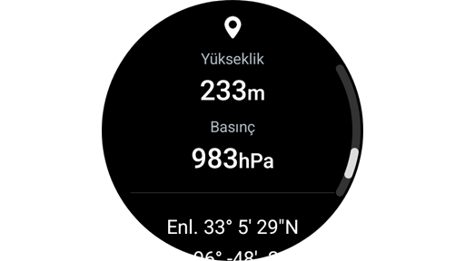 Galaxy Watch üzerinde konum bilgisi.