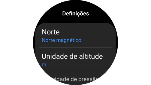 Definições de norte da aplicação Bússola.