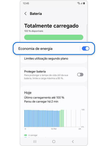 Selecionar Economia de energia.
