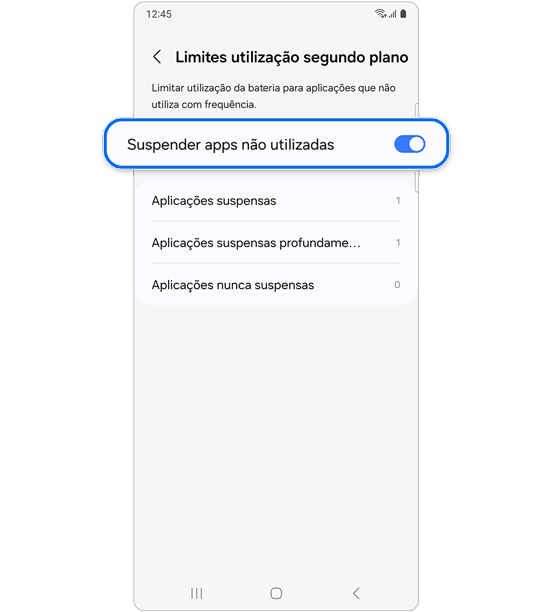 Ativar a funcionalidade 'Suspender apps não utilizadas'.