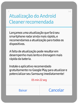 Anúncio pop-up de terceiros para atualização.