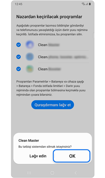 Proqramın silinməsi təsdiqi açılır.