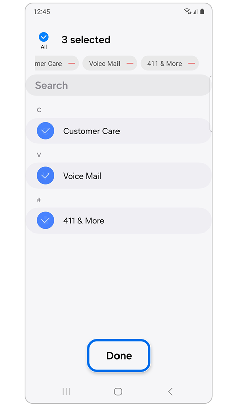 List of where to move contacts from