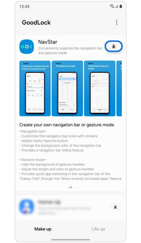 NavStar listo para descargar desde la aplicación Good Lock.