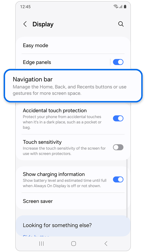 Display settings screen.