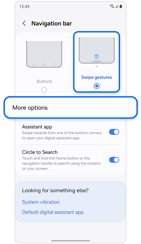 Navigation bar settings screen.