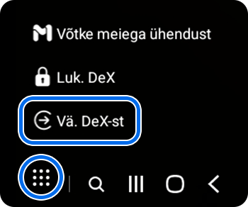 Samsung DeX-i menüü monitoril.