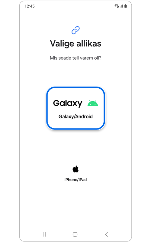 Vana seadme valimise leht rakenduses Smart Switch.