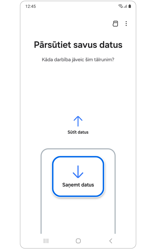 Pārsūtiet datu lapu ar Smart Switch lietotni.