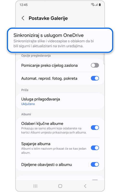 Zaslon Postavke Galerije