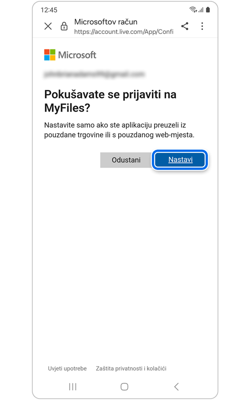 Microsoft pita jeste li pokušali se prijaviti na Moje datoteke