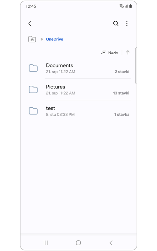 Zaslon OneDrive datoteka sa sinkroniziranim datotekama