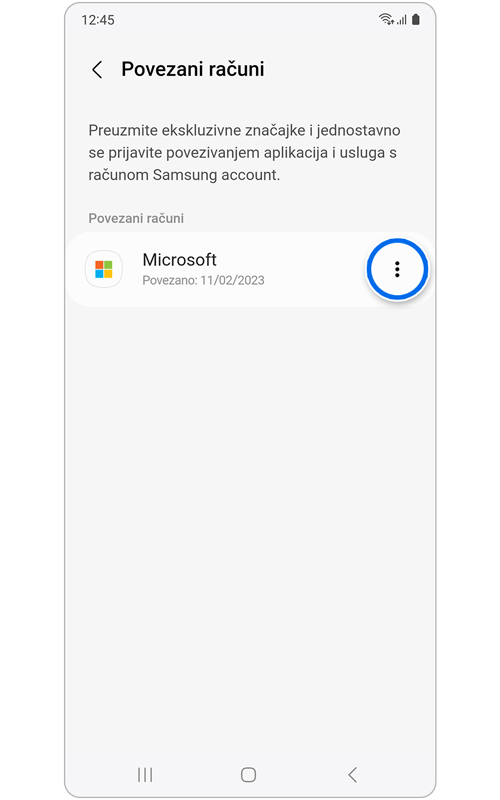 Zaslon povezanih računa