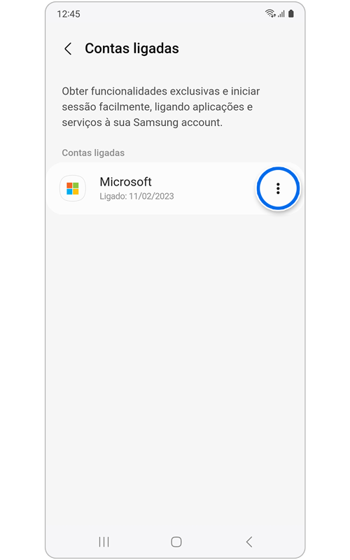 Ecrã Contas ligadas