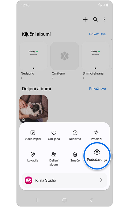 Opcije menija Galerija