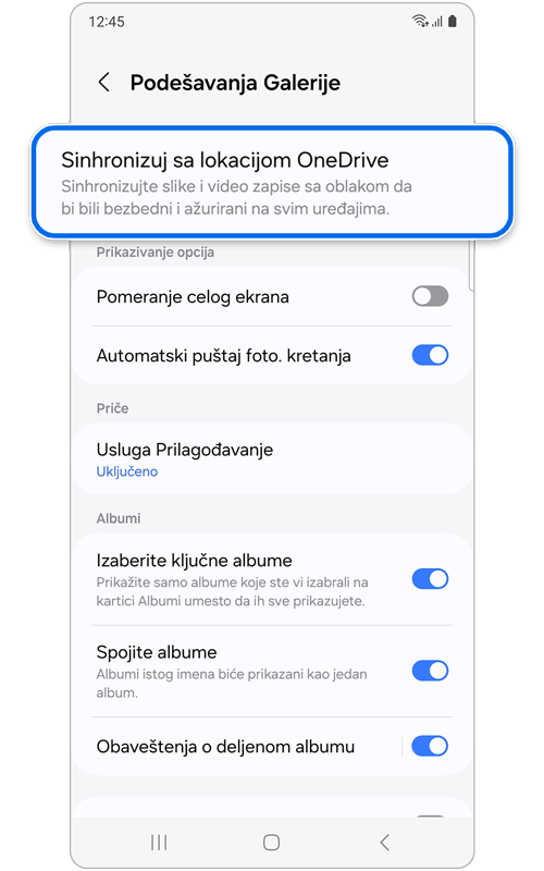Ekran Podešavanja Galerije