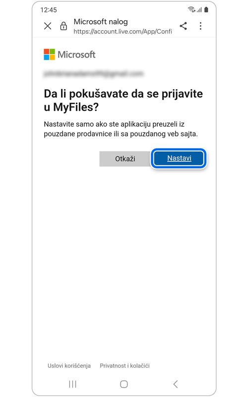 Microsoft pita da li pokušavate da se prijavite u MyFIles
