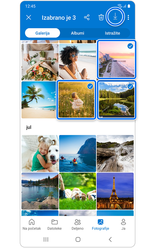 Ekran OneDrive fotografija