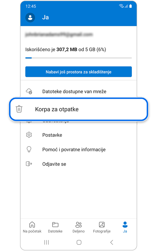 Ekran Ja aplikacije OneDrive