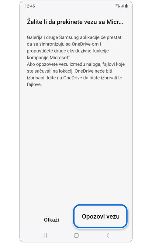 Ekran za potvrdu da želite da prekinete vezu.