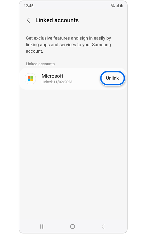 Linked accounts screen.