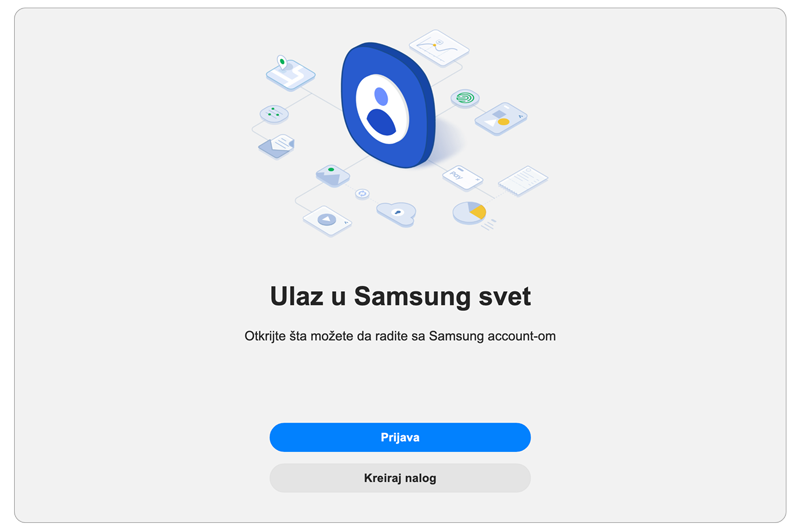 Stranica za prijavu u Samsung nalog.