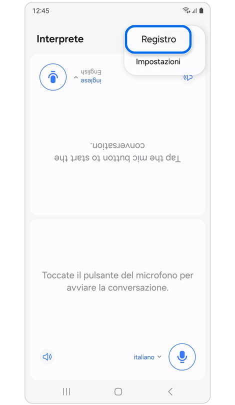 Icona di Altre opzioni selezionata nell'app Interprete
