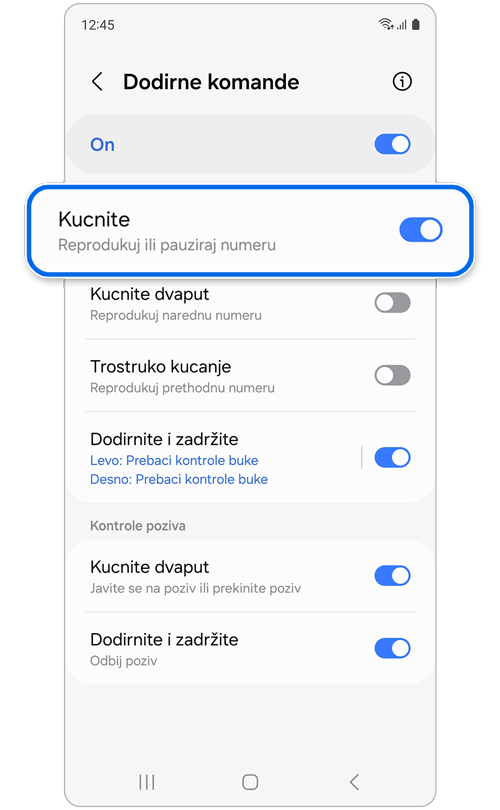 Ekran postavki Galaxy Buds-a.