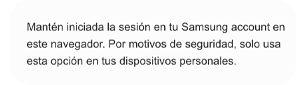Consejo informativo "Mantener iniciada la sesión".