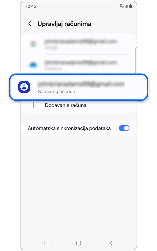 Popis računa na koje je telefon povezan