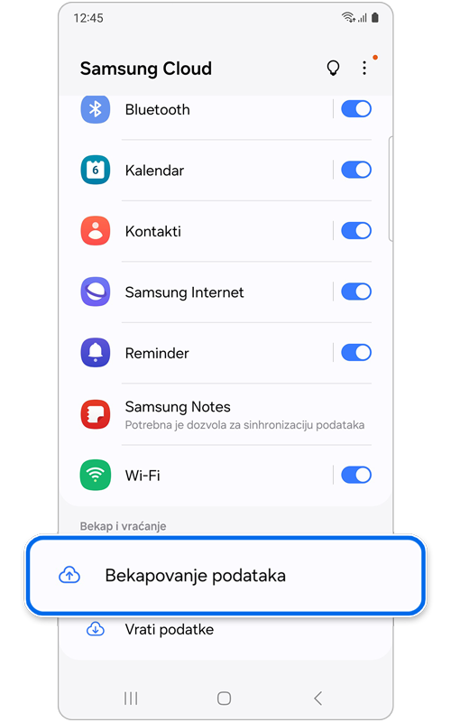 Samsung Cloud početni ekran