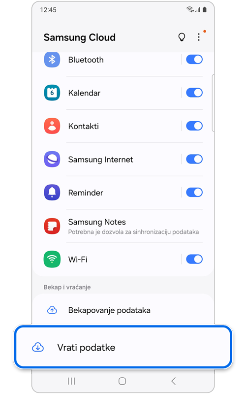 Samsung Cloud početni ekran