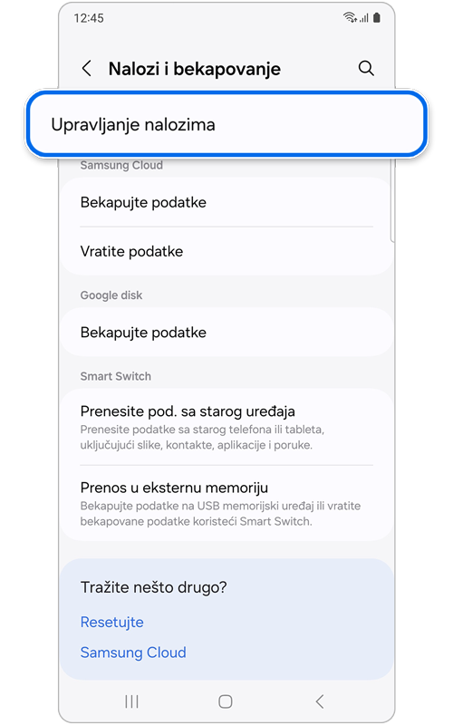 Ekran Nalozi i bekapovanje
