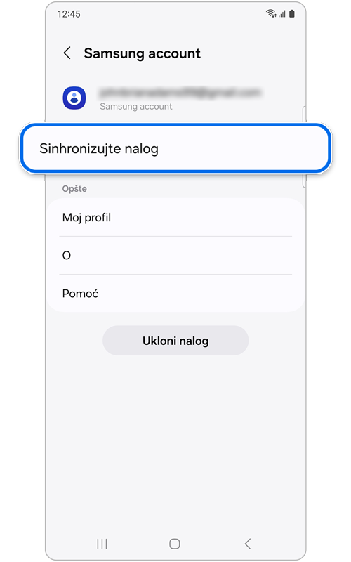 Ekran Samsung naloga
