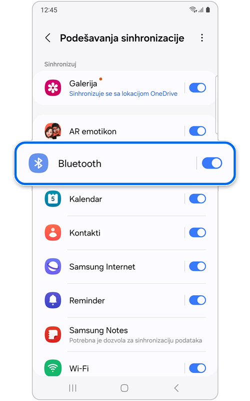 Aplikacije koje se mogu sinhronizovati sa Samsung Cloud.