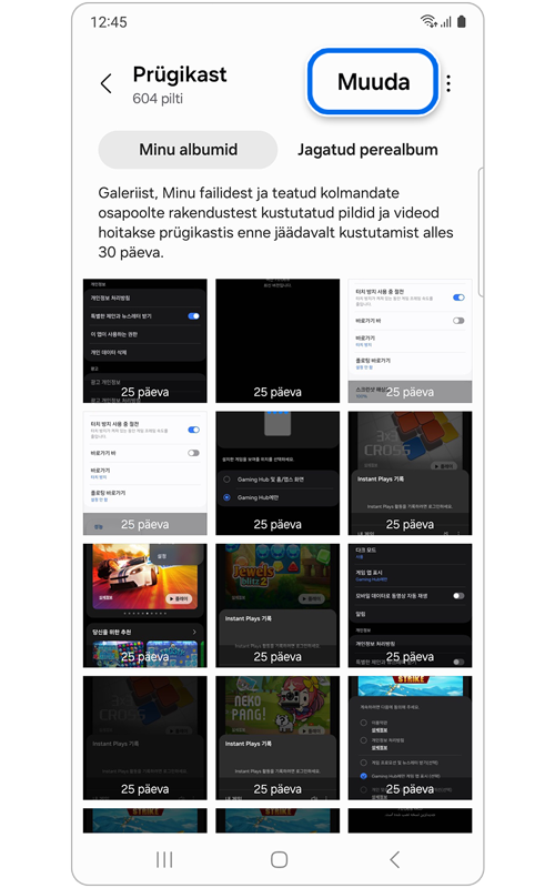 Prügikast rakenduses Galerii