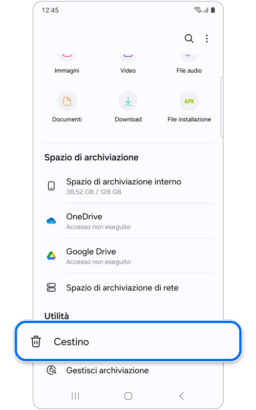 Schermata Home di Archivio