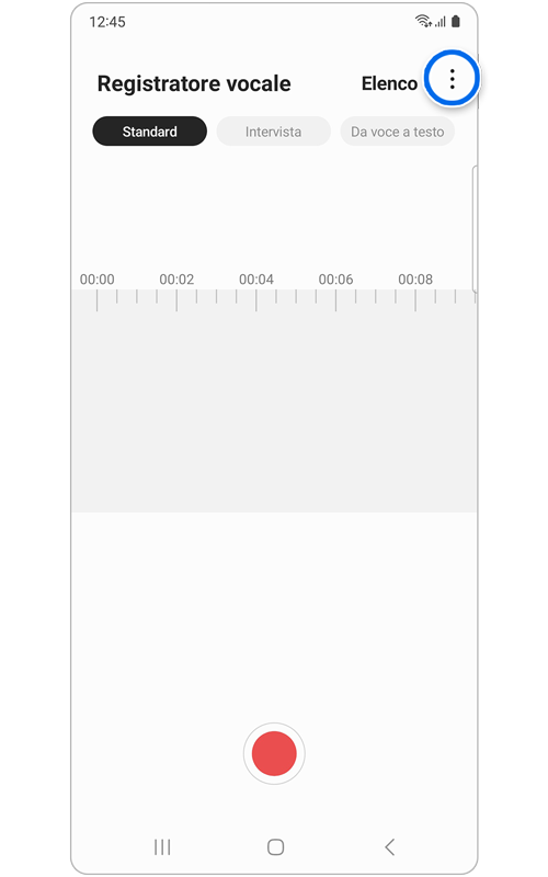 Schermata Home di Registratore vocale
