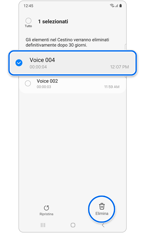 File e opzione Elimina selezionati