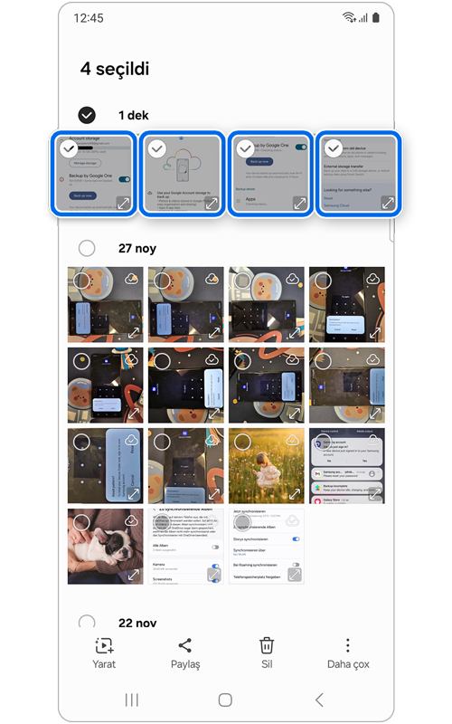 Qalereya proqramında seçilmiş şəkil faylları