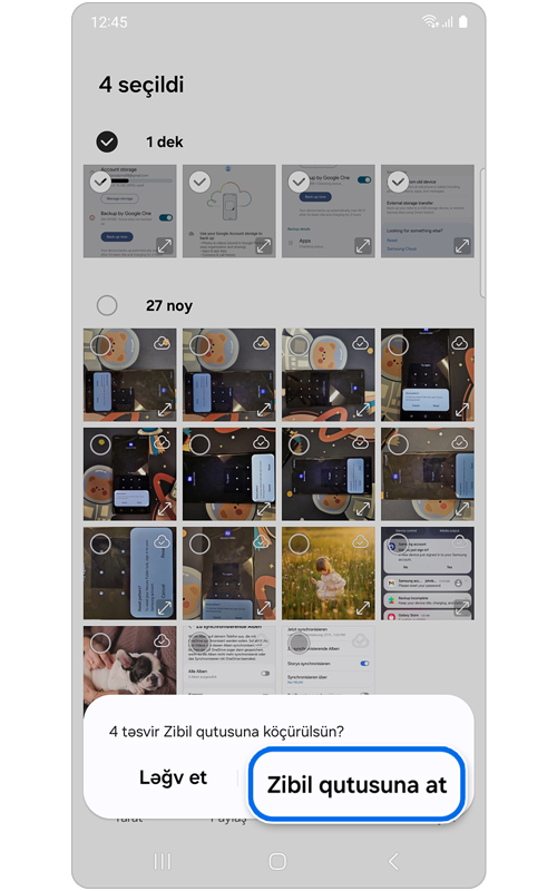 Silinmə sorğusunu təsdiqləmək üçün açılan pəncərə