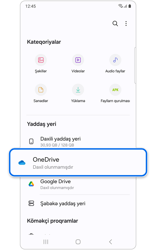 Mənim fayllarım ana ekranı