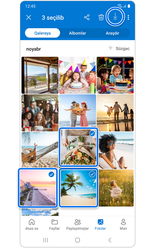 OneDrive Şəkilləri ekranı