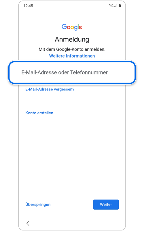 Anmeldung mit dem Google-Konto