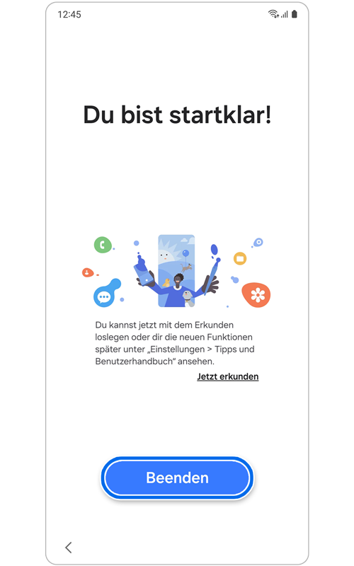 Bildschirm zur Bestätigung der Einrichtung