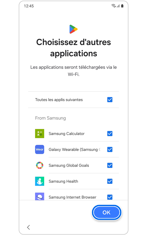 Écran des applications supplémentaires